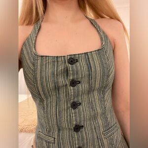 Denim Halter Button-Up Top size XS